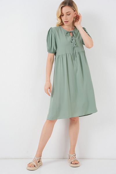 Bigdart Women's Lace-Up Midi Dress 2575 - Çağla