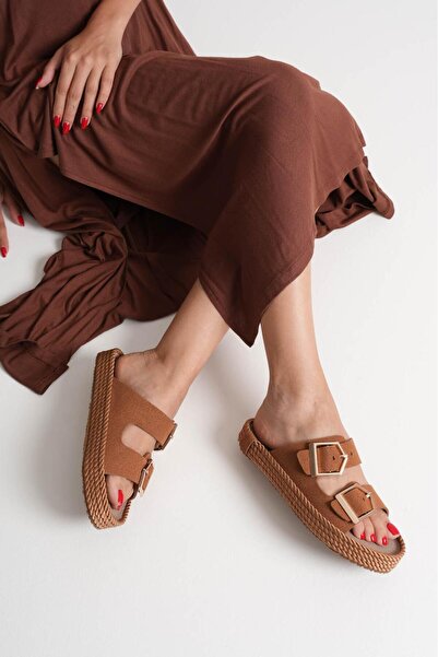 Lolita Love Shoes Tan Women's Rope Leather Powder Slippers