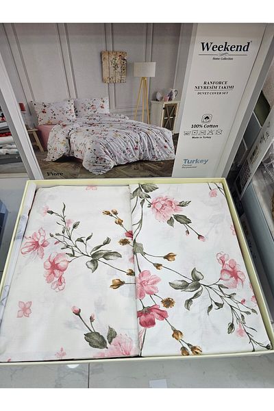 KÜBRAHOME'S Weekend Home 100% Cotton Single Personality Bedding Set Fi̇ore Powder