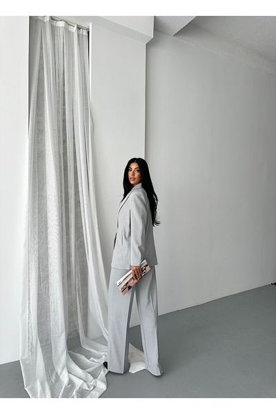 GALAVİP Oversized Single Button Jacket & Wide Leg Pants Women's Two Piece Set – Office & Cocktail Chic (S‑M‑L)
