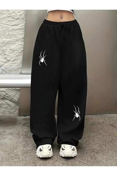 Touz Moda Големи торбести спортни панталони с готически паяк