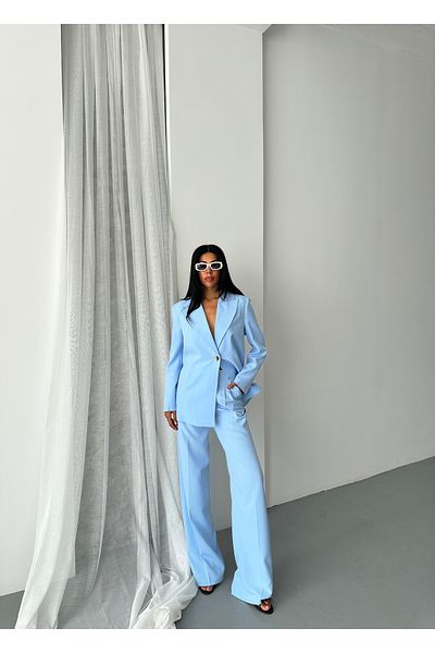 GALAVİP Oversized Single Button Jacket & Wide Leg Pants Women's Two Piece Set – Office & Cocktail Chic (S‑M‑L)