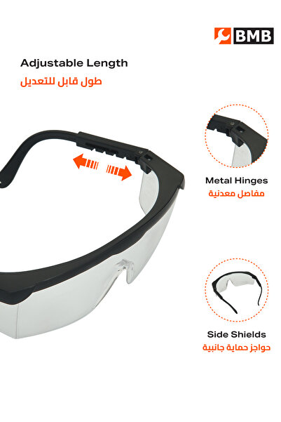 Lawazim Safety Glasses Transparent Adjustable UV Protection Anti-Fog Scratch Resistant