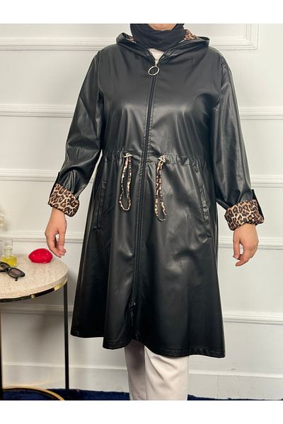 RACE FASHİON Trench din piele cu model leopard în interiorul RC300590