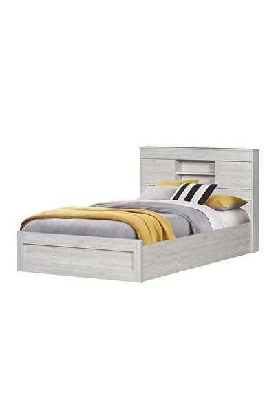 Danube Home Tisley 120x200 Single Bed with underbed Storage - Light Oak/White Faux Marble L216.4xW128.5xH100cm