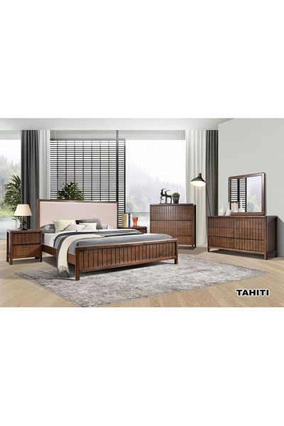 Danube Home Tahiti 180x200 King Bed - Dark Walnut L188xW210xH120cm