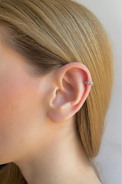 Bijou Luz Gümüş Zincir Model Zirkon Taşlı Halka Piercing