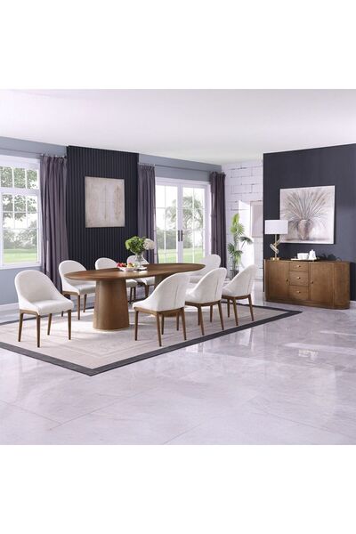 Danube Home Annika 1 + 8 Dining Set - Walnut / Beige