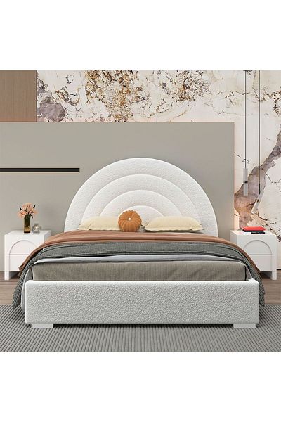 Danube Home Calm 180 X 200 Upholstered King Bed- Cream L218xW196xH145cm