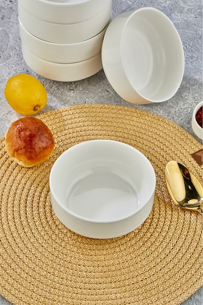 Cooker Set of 6 12 cm Porcelain Bowls - Soup, Appetizer, Soufflé, Salad, Dessert, Breakfast Presentation Bowl.