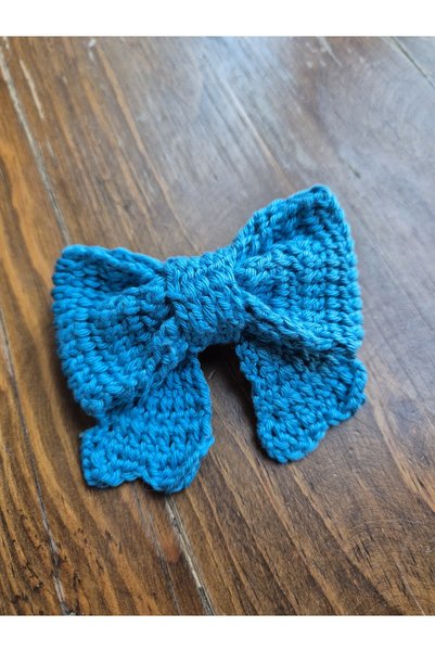 ATÖLYE MİLLA Blue Knitted Bow Buckle