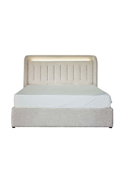 Danube Home Santelmo 180x200 King Bed with LED Lights - Beige L225.5xW212xH126cm