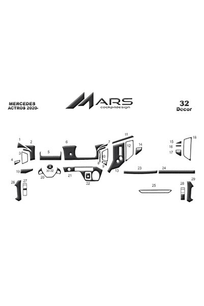 Marscockpitdesign مرسيدس أكتروس كونسول-توربيدو 2021- 32 قطعة