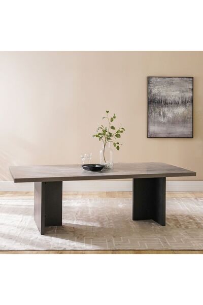 Danube Home Pletora 1 + 8 Seater Dining Set - Cement Grey/Dark Oak