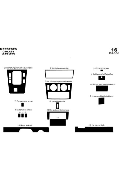 Marscockpitdesign مرسيدس C سيريز وحدة التحكم-توبيردو 1993-1995 16 قطعة