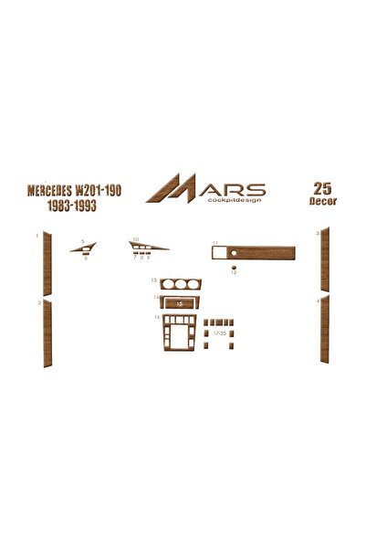 Marscockpitdesign مرسيدس 190 كونسول-توربيدو 1983-1993 25 قطعة