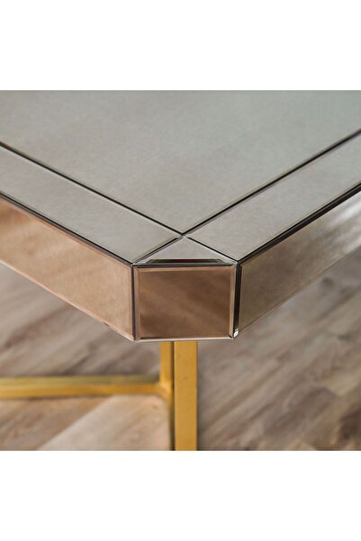 Danube Home Gabby 8-Seater Dining Table - Gold & Antique Mirror Finish, Wood & Stainless Steel, 220x100x77cm