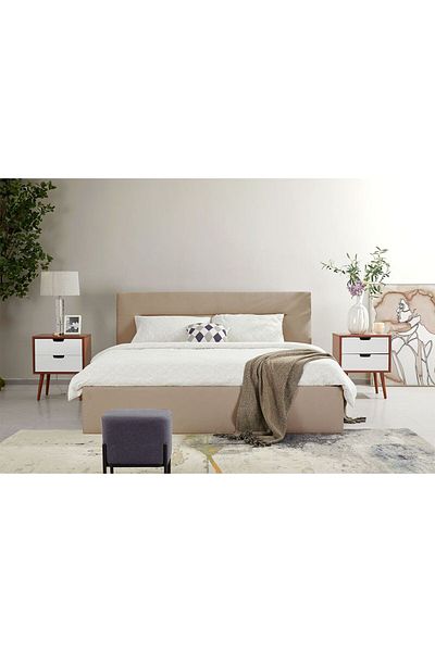 Danube Home Hendrix 150x200 Queen Bed with Hydraulic storage - Taupe L225xW167xH103cm