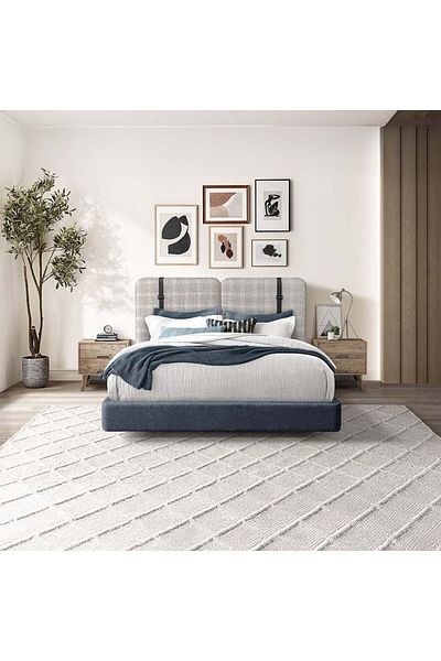 Danube Home Harrison 150x200 Queen Bed with LED - Dark Grey/White L217xW196xH120cm