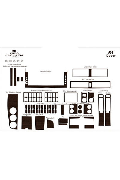 Marscockpitdesign مرسيدس أتيجو أكسور كونسول-توربيدو 2001-2004 51 قطعة