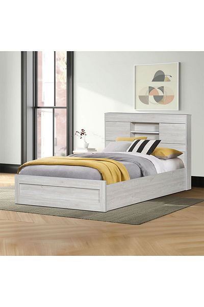 Danube Home Tisley 120x200 Single Bed with underbed Storage - Light Oak/White Faux Marble L216.4xW128.5xH100cm