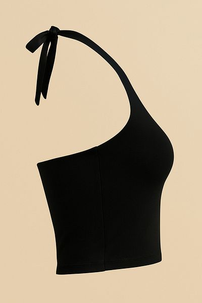 Olyssia Women's Black / Halter Neck Crop Top - Bodycon Strapless Blouse