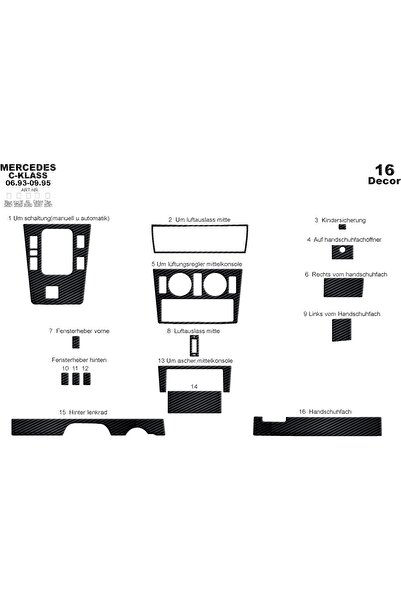 Marscockpitdesign مرسيدس C سيريز وحدة التحكم-توبيردو 1993-1995 16 قطعة