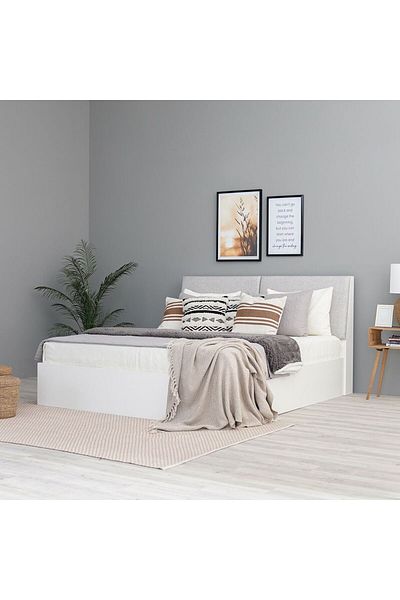 Danube Home Palomeze 150 X 200 Queen Bed W/With Hydraulic& Headboard Storage-White/Black L220.5xW159.2xH110.5cm