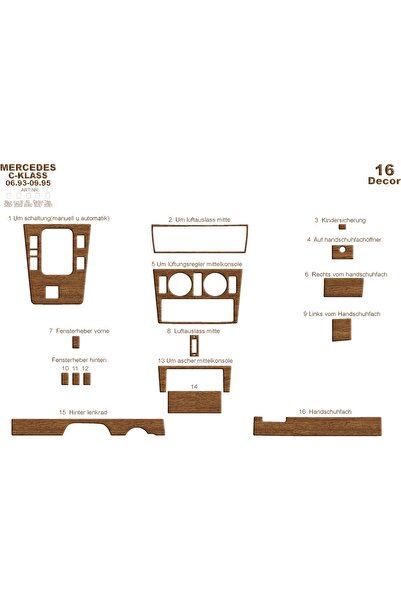 Marscockpitdesign مرسيدس C سيريز وحدة التحكم-توبيردو 1993-1995 16 قطعة