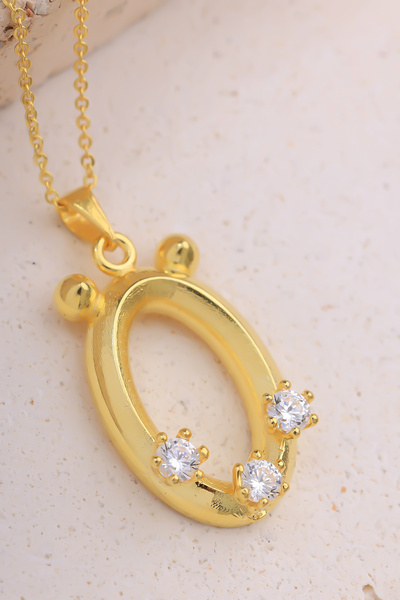 Lucente Jewellery Özel Hediye Kutulu 925 Ayar Altın Gümüş Kaplama Ö Harf Pırl...