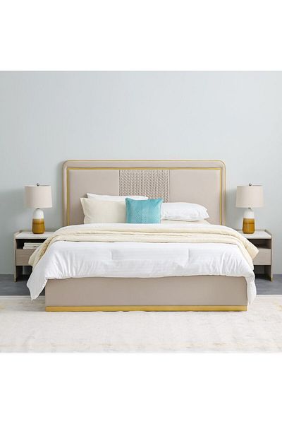 Danube Home Margaret 180x200 King Bed - Beige/Gold L213xW198xH140cm