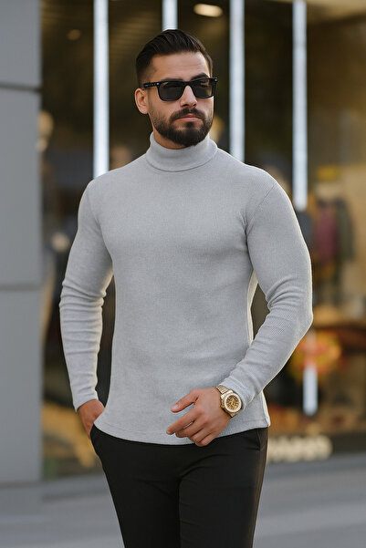 ribac Чоловічий светр зі стоячим коміром Slim Fit