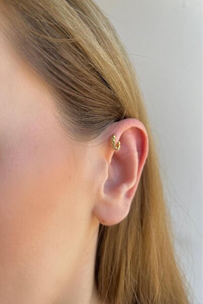 Bijou Luz Gold Zincir Model Zirkon Taşlı Halka Piercing