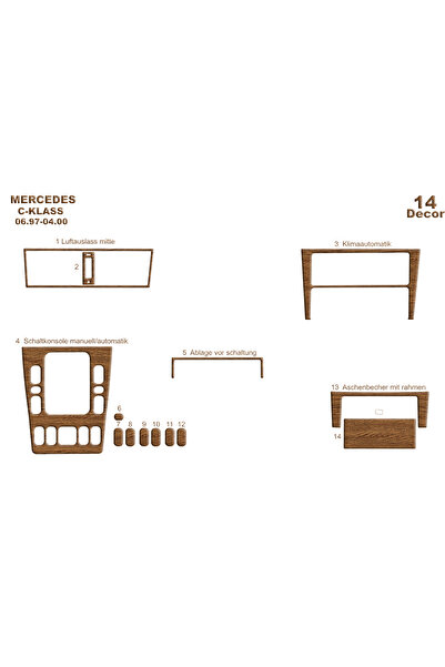 Marscockpitdesign مرسيدس C سيريز وحدة التحكم-توبيردو 1997-2000 14 قطعة