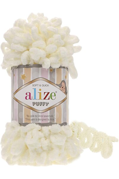 Alize Puffy Hand Knitting Yarn 1PC (Color Light Cream No. 62)