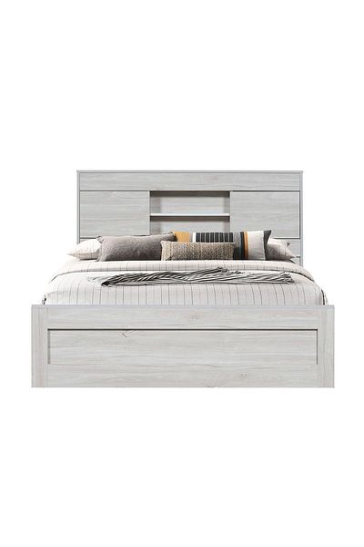 Danube Home Tisley 120x200 Single Bed with underbed Storage - Light Oak/White Faux Marble L216.4xW128.5xH100cm