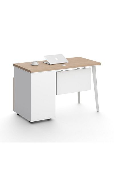 Danube Home V2 Herstal Office Desk- Oak/White L120xW60xH75cm