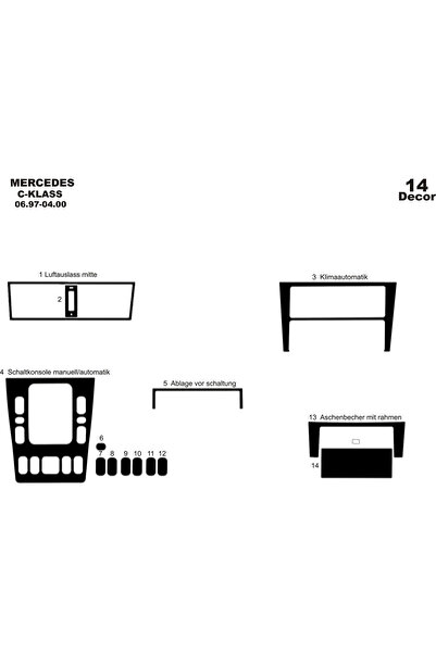 Marscockpitdesign مرسيدس C سيريز وحدة التحكم-توبيردو 1997-2000 14 قطعة