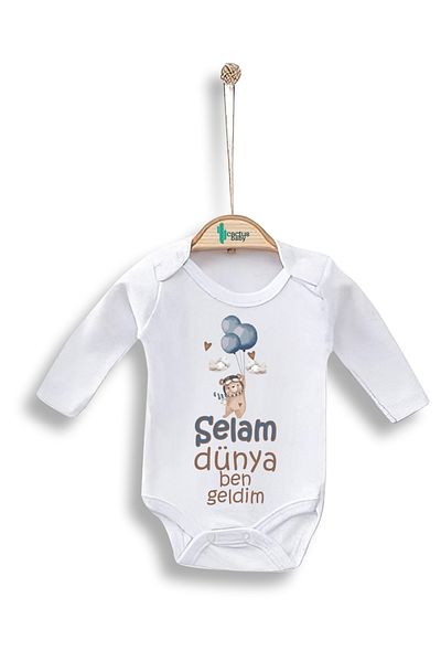 CACTUS COLLECTION Hello World I'M Here Baby Bodysuit 100% Cotton