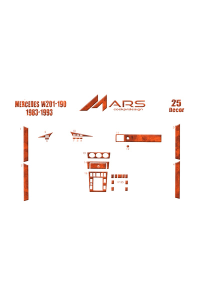 Marscockpitdesign مرسيدس 190 كونسول-توربيدو 1983-1993 25 قطعة