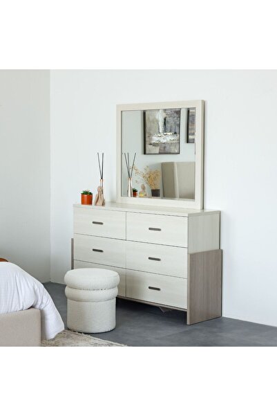 Danube Home خزانة بارني مع مرآة - لمسة نهائية من الخشب البيج/البني، مساحة تخز...