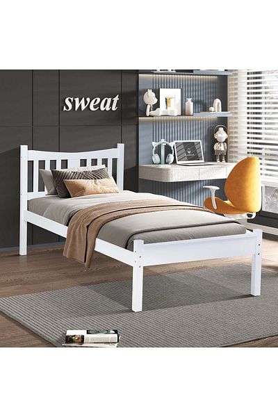 Danube Home Derby Solo 90x200 Solid Wood Single Bed - White L210xW95xH98cm