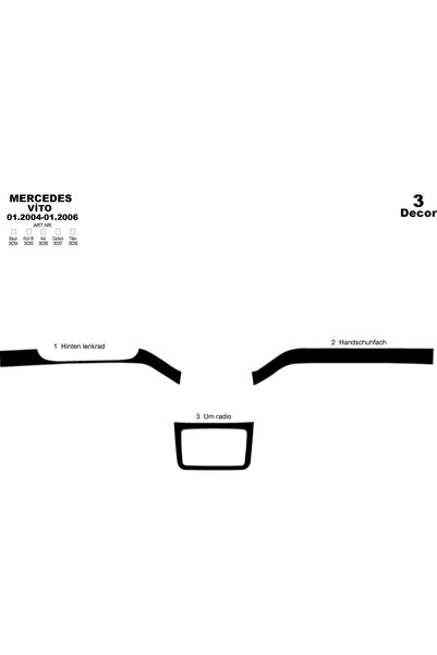 Marscockpitdesign مرسيدس فيتو كونسول-توربيدو 2004-2006 3 قطع