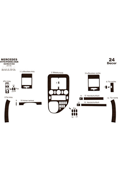 Marscockpitdesign مرسيدس فيتو فان كونسول-توربيدو 1999-2004 24 قطعة