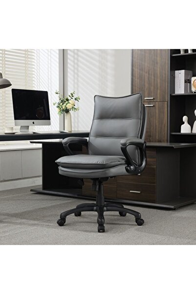 Danube Home Jayden High Back Office Chair - Grey L76.5xW66xH104.7-112.2cm