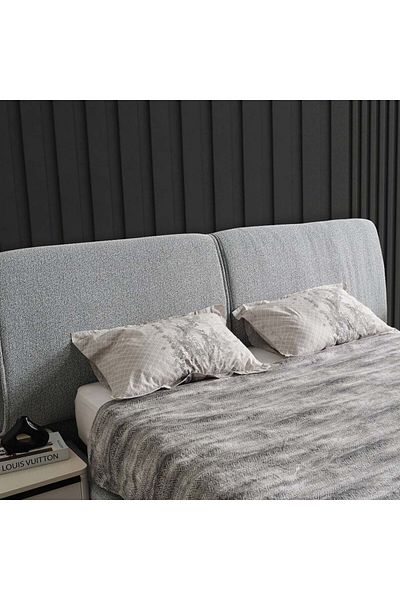 Danube Home Jehangir 180X200 Upholstered King Bed - Grey L220xW130xH20cm