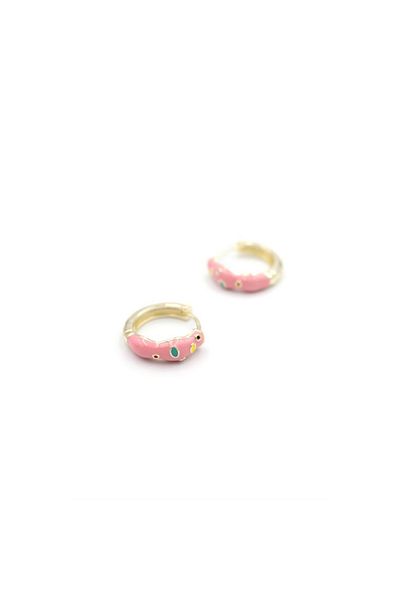 SepetBudur Enameled Hoop Earrings - Pink