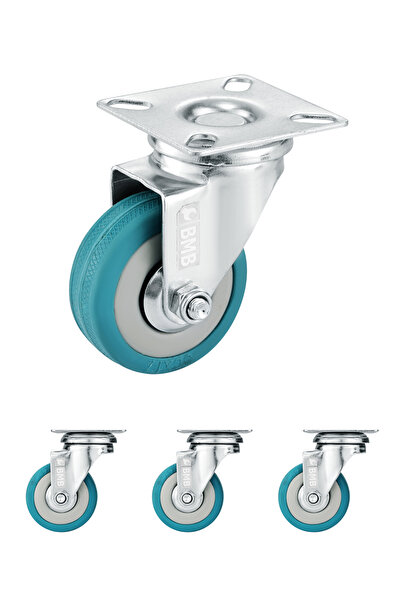 Lawazim BMB Caster Wheels Set of 4 - 75mm Swivel Heavy Duty Non-Brake Rubber ...
