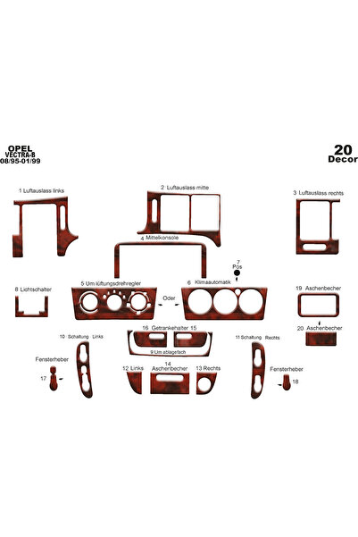 Marscockpitdesign أوبل فيكترا بي مطلي بالألمنيوم 1995-2002 20 قطعة