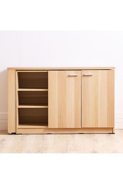 Danube Home Guyana Desk with 2 Doors & Shelves - Oak L120xW39.6xH75cm